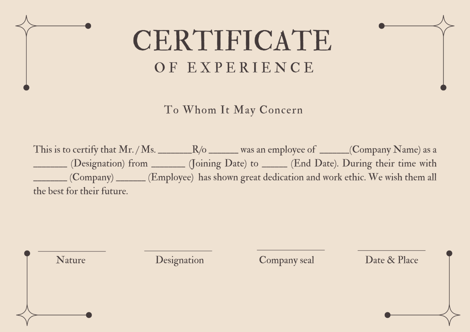 Experience Certificate Samples Outline Format Work Ex - vrogue.co