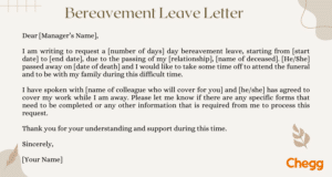 bereavement leave application letter