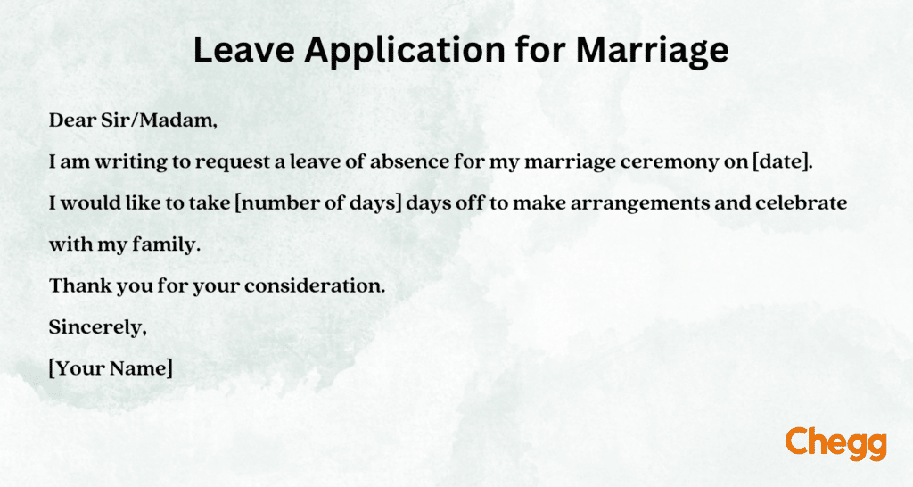 Leave Application For Marriage Format Sample Email