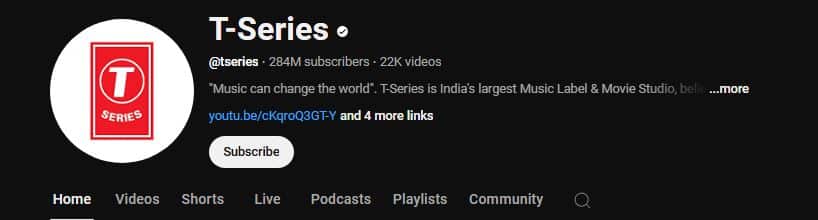 Most Subscribed YouTube Channel in India