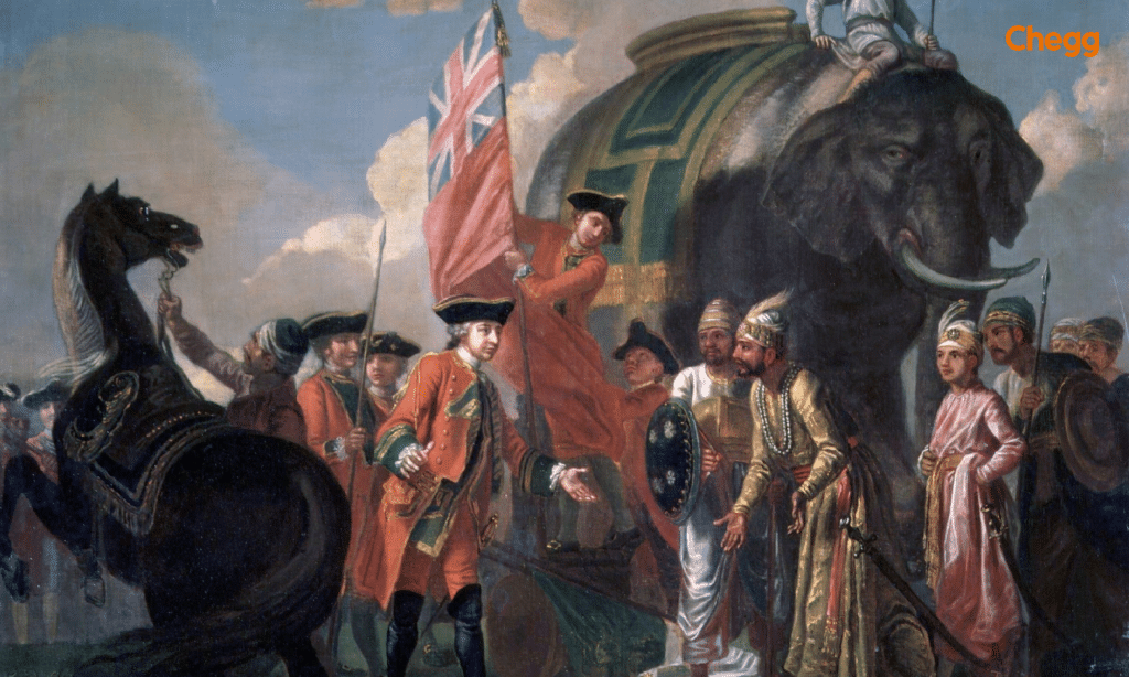 A portrait of Robert Clive and Mir Jafar after the Battle of Plassey, 1757 by Francis Hayman