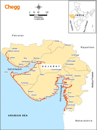 Gujarat has the longest coastline in India