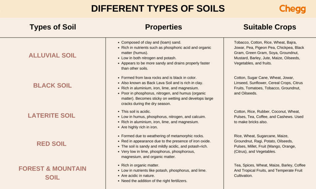 Major soil types in India