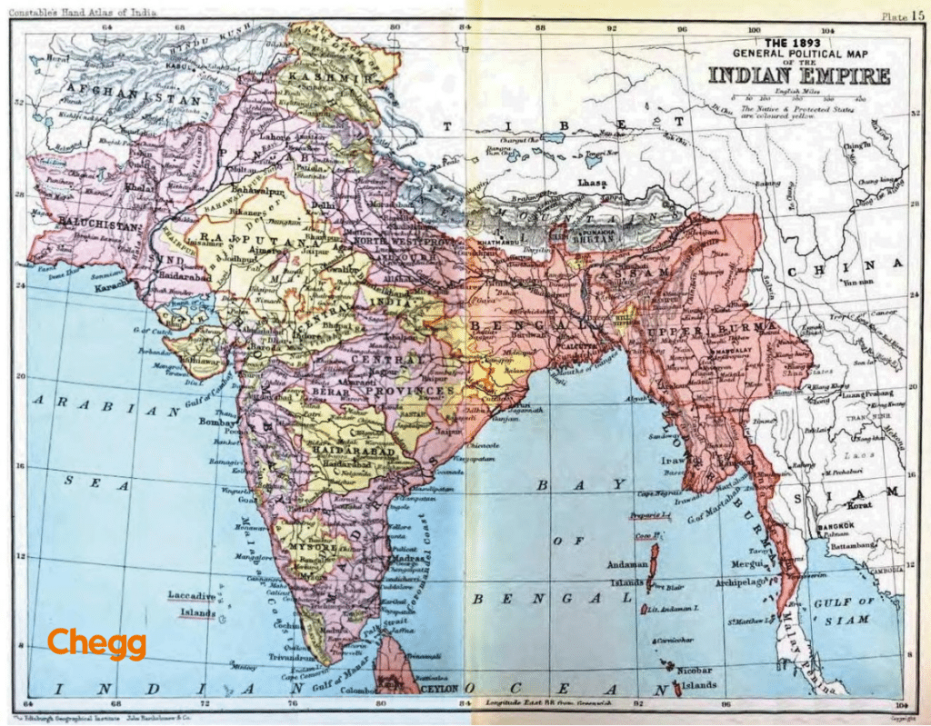 India District Map under the British Empire