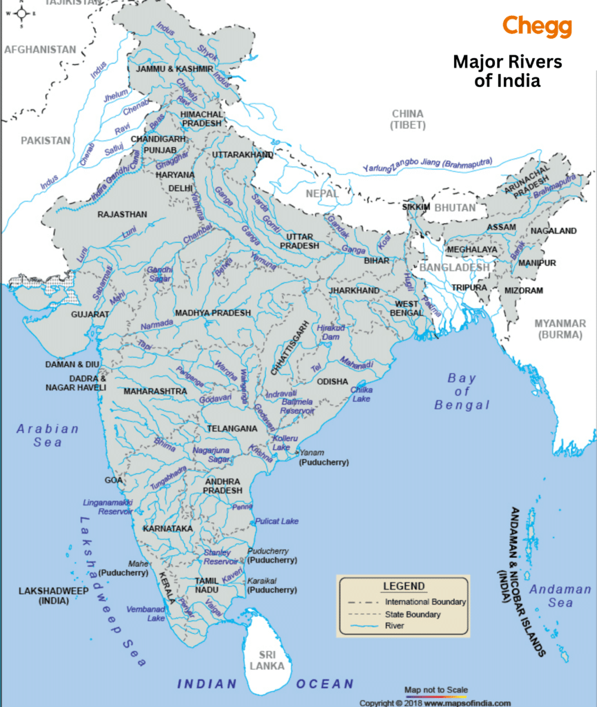 Major rivers in India
