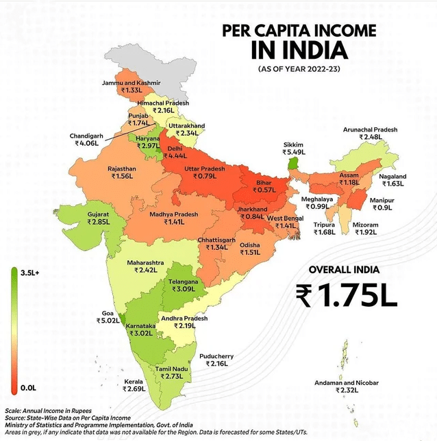 Per Capita Income of Indian States 2023-24: A Comprehensive List