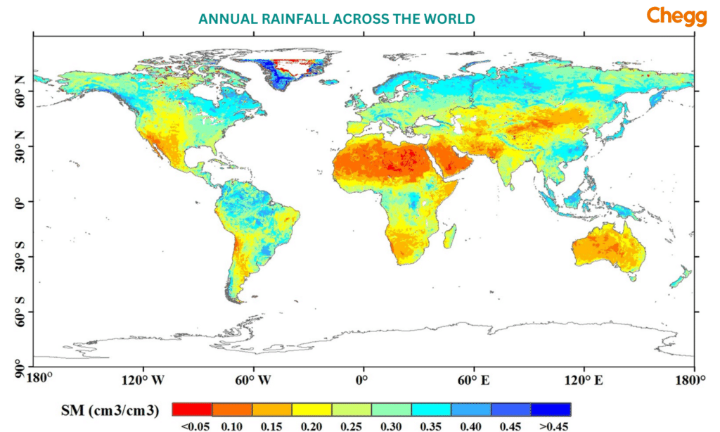 Annual rainfall across the world