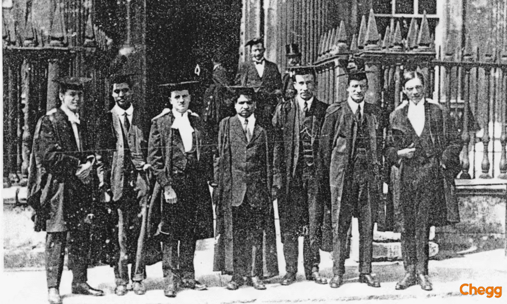 Ramanujan with G.H. Hardy and other scientists