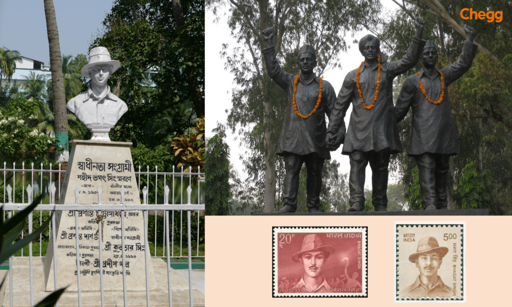 Statues and stamps in honor of Bhagat Singh