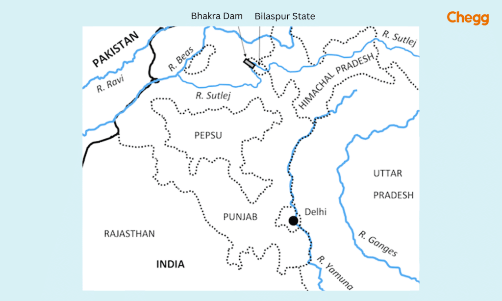 Bhakra Nangal Dam Map