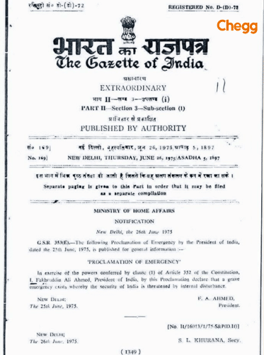 Declaration of Emergency: 44th amendment of Indian Constitution