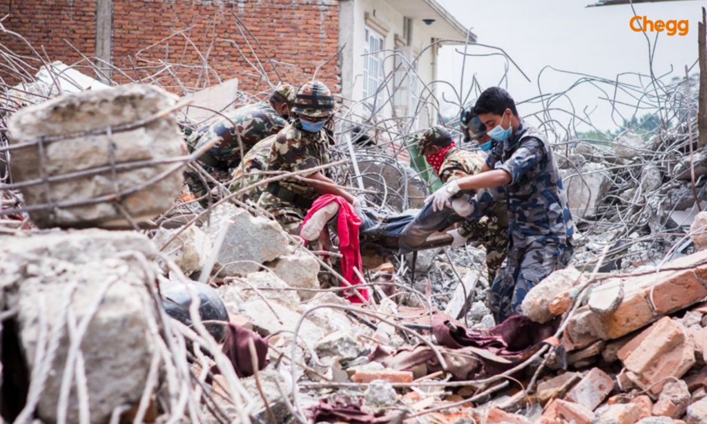 Rescue operation during relief efforts, Nepal earthquake 2015